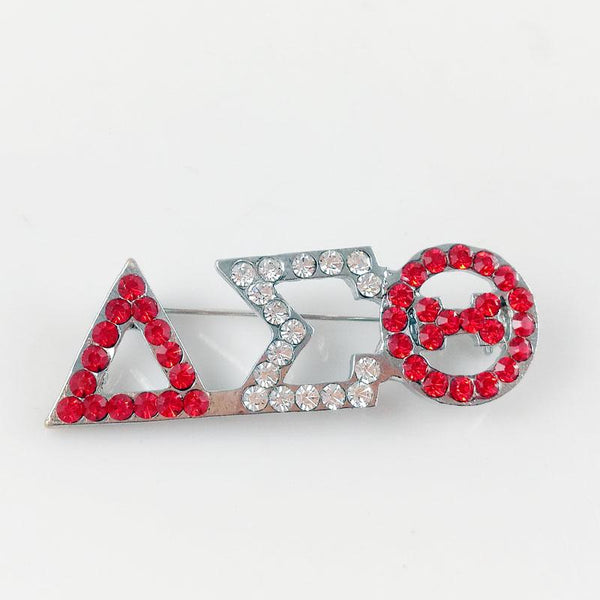 Delta Sigma Theta Sorority Swarovski Crystal Pin in Silver